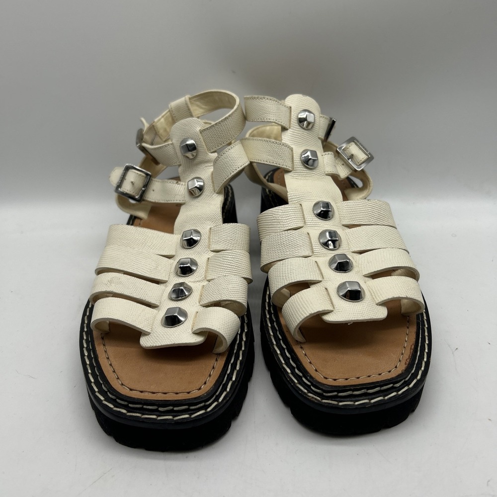 SANDRO Sandals Womens‎ 40 US 8.5 Stud Lizard Leather Gladiator RockChic - Picture 5 of 16